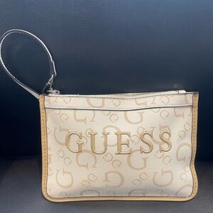 GUESS Beige Wristlet Bag